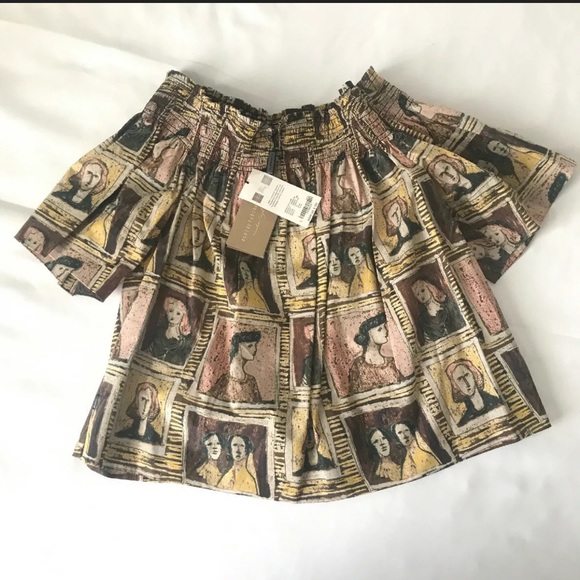 Burberry Top Off-the-Shoulder Gerber Print Sz 10 - Picture 8 of 11